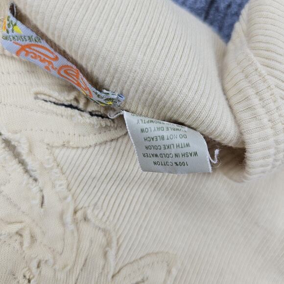 Y2K Princy Tank Top Womens Medium Beige Ribbed Longline Floral Embroidered Boho - Picture 6 of 6